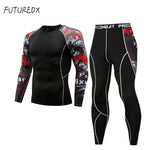 winter t-shirt leggings suit men's clothing thermal underwear sunscreen MMA compression fitness men's jogging sports