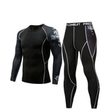 winter t-shirt leggings suit men's clothing thermal underwear sunscreen MMA compression fitness men's jogging sports