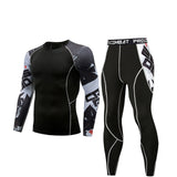 winter t-shirt leggings suit men's clothing thermal underwear sunscreen MMA compression fitness men's jogging sports