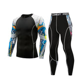 winter t-shirt leggings suit men's clothing thermal underwear sunscreen MMA compression fitness men's jogging sports