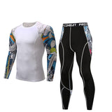 winter t-shirt leggings suit men's clothing thermal underwear sunscreen MMA compression fitness men's jogging sports